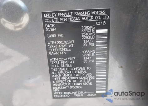 2018 Nissan Rogue S from USA, damaged, VIN KNMAT2MT4JP561659